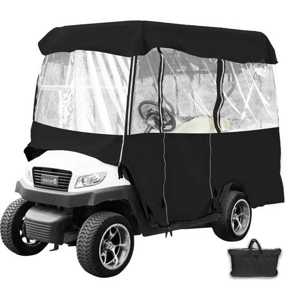 Golf Cart Cover 4 Passenger Driving Enclosure Black Fits