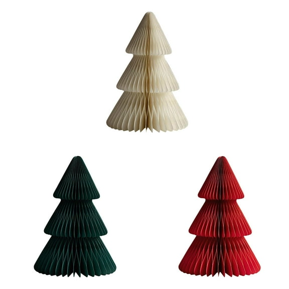 3Pcs 6/10in Honeycomb Paper Christmas Tree, Table Decorations Christmas Honeycomb Ornaments Tabletop Mini Xmas Trees for Party Supplies Home Decor