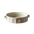 thumbnail image 1 of Double Ear Cut Surface Round Plate Vintage Rough Pottery Baking Dish Dry Pot Plate Restaurant Household Soup Plate Dumpling Plate, 1 of 5