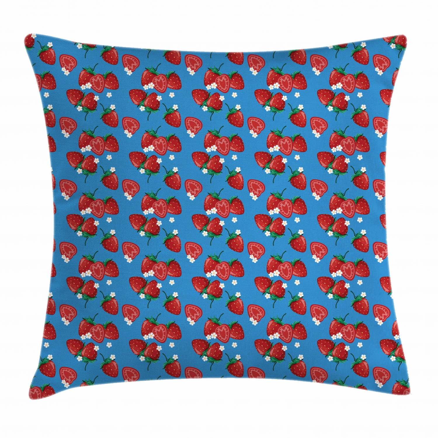 16x16 Big Red Strawberry Fruit Strawberries Throw Pillow Multicolor