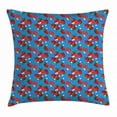 thumbnail image 1 of Strawberry Throw Pillow Cushion Cover, Yummy Fresh Strawberries Pattern with Floral Motifs on Blue Background Print, Decorative Square Accent Pillow Case, 18 X 18 Inches, Multicolor, by Ambesonne, 1 of 2