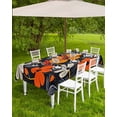 thumbnail image 4 of Fsddascl Orange Spring Floral Outdoor Tablecloth - 60x102 Inch Rectangle Dining Table Cover, Black Summer Botanical Leaf Waterproof Outdoor Table Cloth with Umbrella Hole & Zipper for Picnic/Patio, 4 of 7