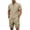 Khaki, variant on Mens 2 Piece Short Sets Big and Tall Henley Linen T Shirts Side Tie Jogger Shorts Summer Beach Outfits Sets