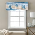 thumbnail image 3 of Summer Sea Turtle Valance Curtain for Windows Dark Blue Ocean Animal Gradient Sea Wave Sand Rod Pocket Curtain Valances Short Window Treatments for Kitchen Bathroom Laundry Basement 60 x 18 Inch, 3 of 9