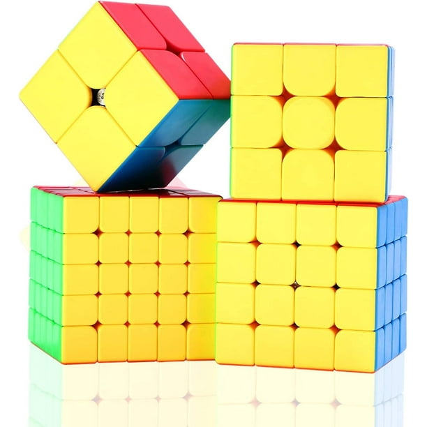 Juego de cubos de velocidad, 2x2 3x3 4x4 5x5 Paquete de cubos de velocidad sin pegatinas - Paquete de cubos mágicos brillantes, rompecabezas de cubos lisos con juguetes para juegos
