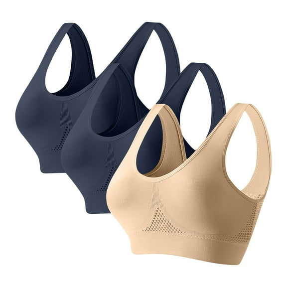 Tsesme 3pack Sport Bras for Women Plus Size High Support Wireless Bralettes Full Cup Seamless Everyday Bra