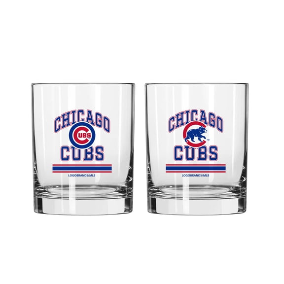 Logo Brands Chicago Cubs 12oz. Current & Throwback Logos Two-Pack Glass Set