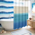 thumbnail image 5 of No Hook Shower Curtain, Blue Teal Beige Ombre Shower Curtains for Bathroom with See Through Top Window, Modern Abstract Art Abstract Waterproof & Washable Bath Curtain Stand Up Stall 36"x72", 5 of 9