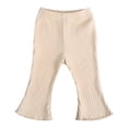 thumbnail image 2 of UJNDER Toddler Kids Baby Girl Knitted Ribbed Flared Stretchy Casual Solid Color Outfit Wear Comfortable Trousers Pants Girls Pants,Beige,12-24 Months, 2 of 8