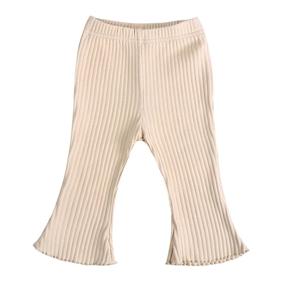 MEZZALL Child Pants Toddler Kids Baby Girl Knitted Ribbed Flared Pants Stretchy Casual Summer Trousers Solid Color Wear Comfortable Bottoms Cozy Bottoms