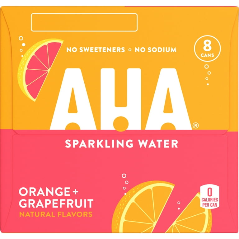 AHA Sparkling Water Drinks, Orange and Grapefruit Flavor, 12 fl oz