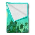 thumbnail image 2 of Cartoon Soft Flannel Fleece Throw Blanket, Funny Dinosaurs and Tropical Rainforest Jungle Green Landscape Kids Theme, Cozy Plush for Indoor and Outdoor Use, 60" x 80", Multicolor, by Ambesonne, 2 of 5