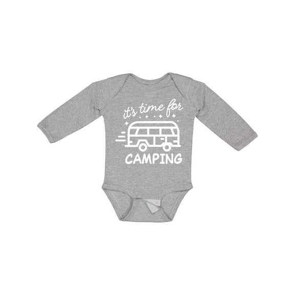 Inktastic It's Time For Camping with Camper Boys or Girls Long Sleeve Baby Bodysuit