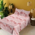 thumbnail image 2 of Ambesonne Pink Floral Fitted & Flat Sheet with Shams 4 Pcs Set, Magnolia Flowers Spring, Full, Pale Ruby Rose Blush, 2 of 5