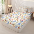 thumbnail image 2 of Castle Fairy Cartoon Flowers Deer Zipper Twin Comforter Sets with Fitted Sheet and 2 Pillowcases,Colorful Floral Animal Zipper Bedding Set,Cream Pink Blue,Reversible,4-Piece, 2 of 6