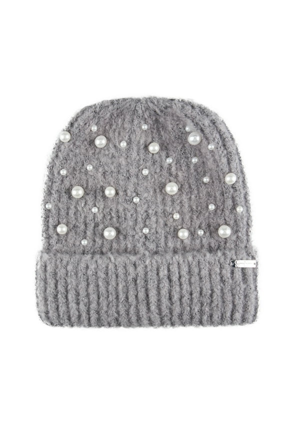 Women's Pearl Knit Cuffed Beanie Hat