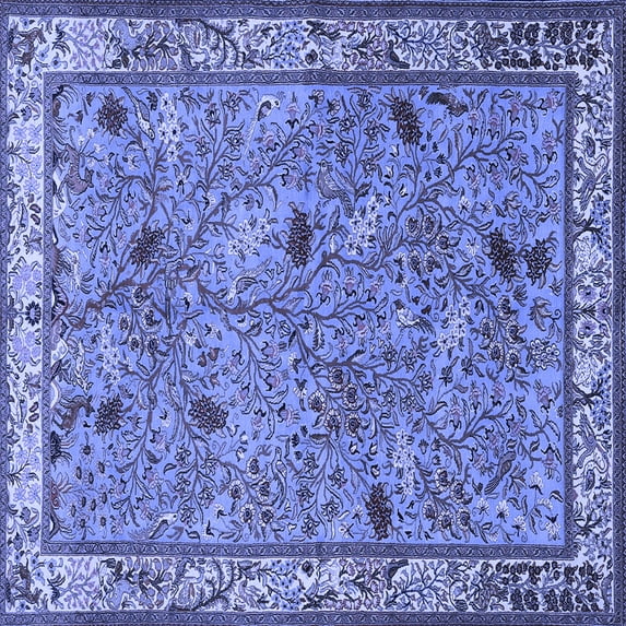 Ahgly Company Machine Washable Indoor Square Animal Blue Traditional Area Rugs, 8' Square