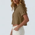 thumbnail image 2 of TaTaai Women's Short Sleeve Crop Shirt with Button-Down Collar, Patch Pockets, Rolled Tab Sleeves, and Casual Modern Fit Gift, 2 of 7