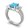thumbnail image 2 of 3.61 ctw 3 Stone Anniversary Ring for Women | Emerald Cut Simulated Turquoise | Hyperallergenic Solid 18K White Gold, 2 of 5