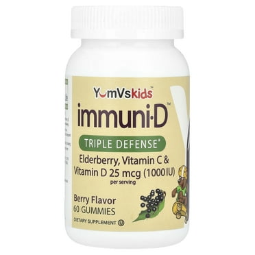YumVs Kid's Immuni-D™, Elderberry, Vitamin C & Vitamin D, Berry, 60 Gummies