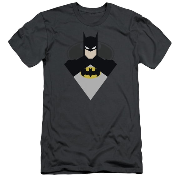 Batman Simple Bat S/S Adult 30/1 T-Shirt-Charcoal