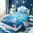 thumbnail image 2 of meiyoeat Cute Cartoon Shark Twin Sheets For Boys,Watercolor Ocean Theme Bedding For Kids,3pcs, 2 of 6