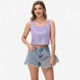 thumbnail image 4 of Women's Sequin Square Neck Tank Top with Sleeveless Design and Cropped Fit - XX Large, Purple, 4 of 7