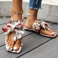 thumbnail image 3 of IUJSOY Bow Flat Sandals for Women Dressy Square Open Toe Sandals Comfortable Slip on Slide Sandals, 3 of 5