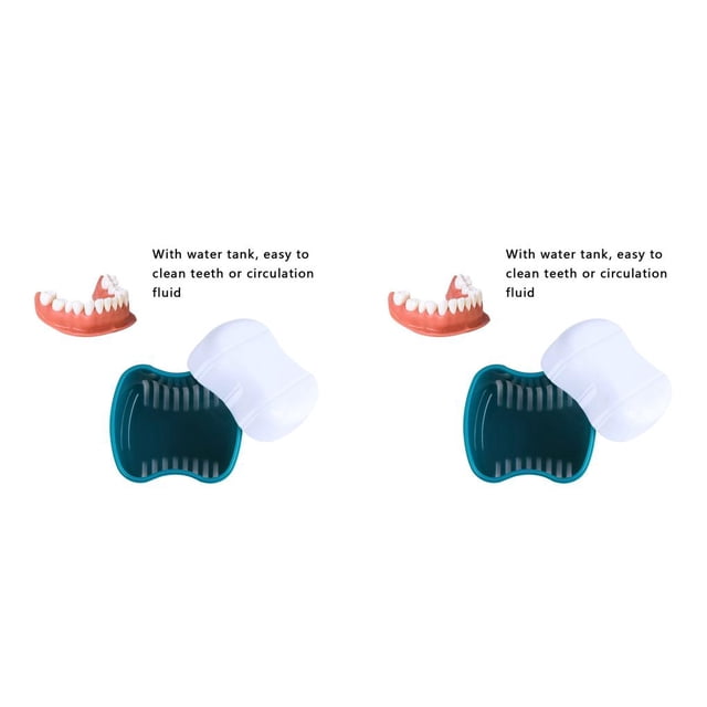 Seitruly Caja de baño para dentadura postiza con contenedor de red colgante, caja de almacenamiento para postizos, taza para dentadura postiza 2piezas Seitruly CBP141314