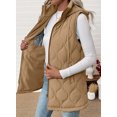 thumbnail image 4 of SHEWIN Womens Full Zipper Puffer Vest Drawstring Hooded Jackets Sleeveless Long Quilted Coat with Pockets White, 4 of 5