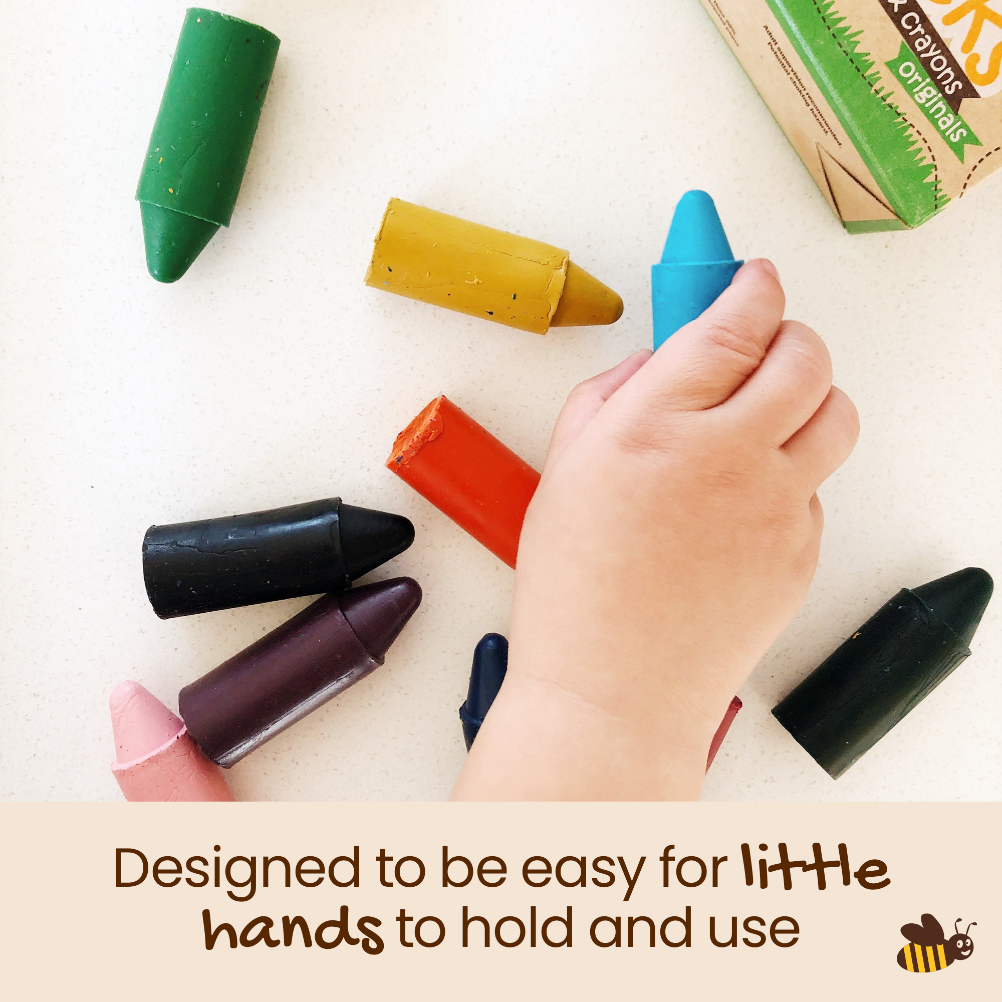 Honeysticks 100% Pure Beeswax Crayons (12 Pack) - Non Toxic Crayons Handmade with Natural Beeswax and Food Grade Colours - Child / Toddler Safe, Easy to Hold and Use - Sustainably Made in New Zealand - image 3 of 6