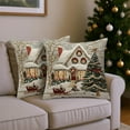 thumbnail image 4 of Juego de 2 fundas de almohada navideñas | Fundas de almohada cuadradas de lino de 45 x 45 cm con estampados festivos para sofá y cama, 4 of 7