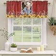 thumbnail image 3 of 2 Pack Valances for Windows, Pig Sunflowers Window Valances for Living Room/Bedroom/Bathroom, Eucalyptus Leaves Floral Bees Red Barn Light Filtering Kitchen Curtain Valance 60"W x18" L, 3 of 9