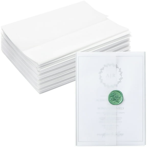 Bright Creations Vellum Jackets for 5x7 Invitations - Pre-Folded Translucent Sleeves & Wedding Envelope Liners - Elegant Wraps & Wedding Vellum Paper - 100-Pack, White Translucent - 5 x 7 in