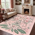 thumbnail image 4 of Garvee 8'x10' Modern Retro Floral Area Rug Washable Printed Carpet, Non Slip Low Pile Indoor Rug for Living Room Bedroom Dining Room, Pink, 4 of 10