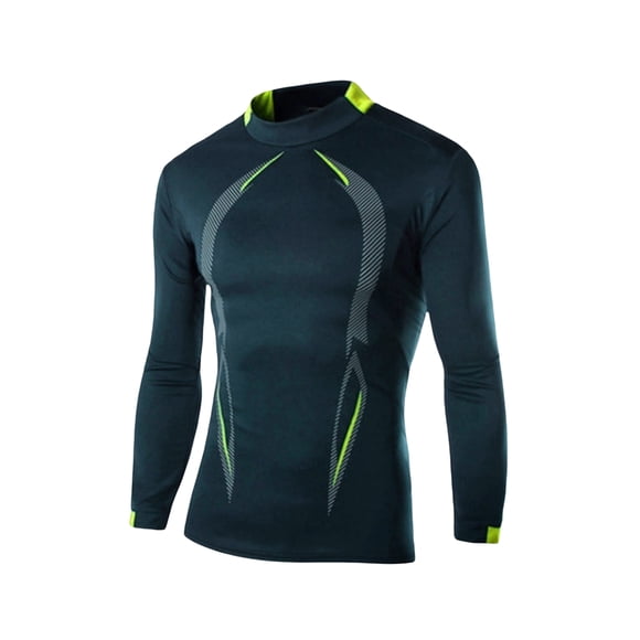 Sunloudy Hombres Camisa Deportiva, Cuello Redondo Manga Larga Elástico Secado rápido Tops Fitness Running Ropa Casual Sunloudy moda
