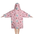 thumbnail image 2 of Pink Cow Milk Strawberry Pattern Blanket Hoodies for Kids 6-13YR Oversize Wearable Blanket Hoodies for Boys Girls Teens, 2 of 7