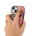 thumbnail image 4 of Wallet Back Case for iPhone 15 with Wrist Strap, Stylish Magnetic Card Holder Finger Ring Kickstand PU Leather Lanyard Shockproof Slim Phone Case Cover for iPhone 15, Pink, 4 of 7