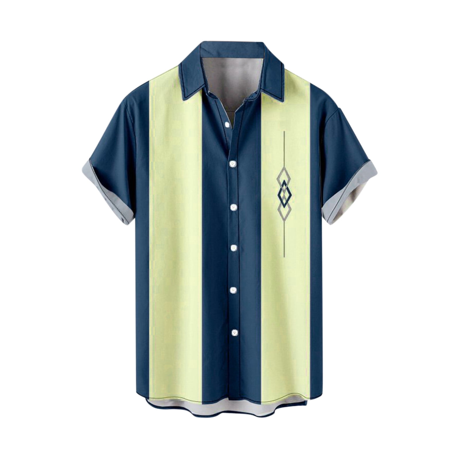 B91xZ Men's Dress Shirts Male Summer Casual Print Plus Size Shirt Short