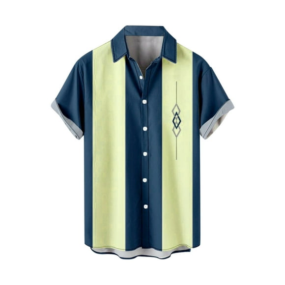 Ketyyh-chn99 Shirts for Men Resort Shirt Graphic T-Shirts Men's Linen Shirts Short Sleeve Casual Shirts Button Down Shirt for Men Beach Summer Wedding Shirt Blue,S