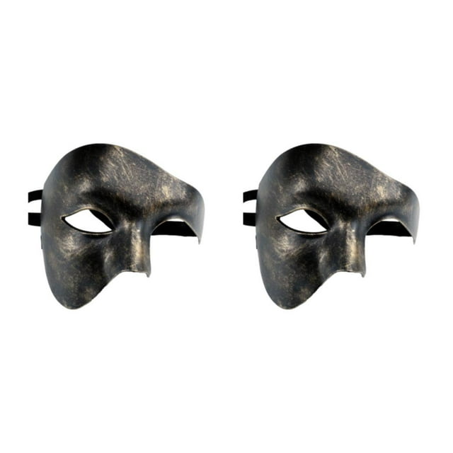 Wisewang Wide Application Half Face Mask For Various Occasions Half Face Masquerade Masks Made With Plastic Black brushed gold 2Set