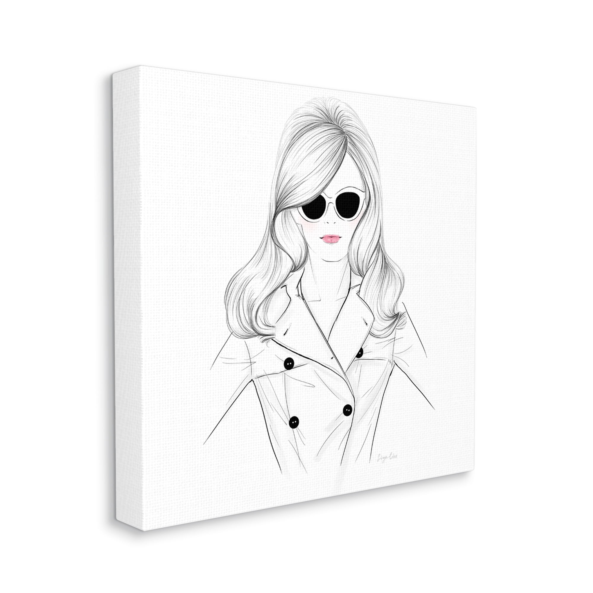 Stupell Fashionable Woman Sunglasses Glam Beauty & Fashion Drawing Gallery Wrapped Canvas Print Wall Art
