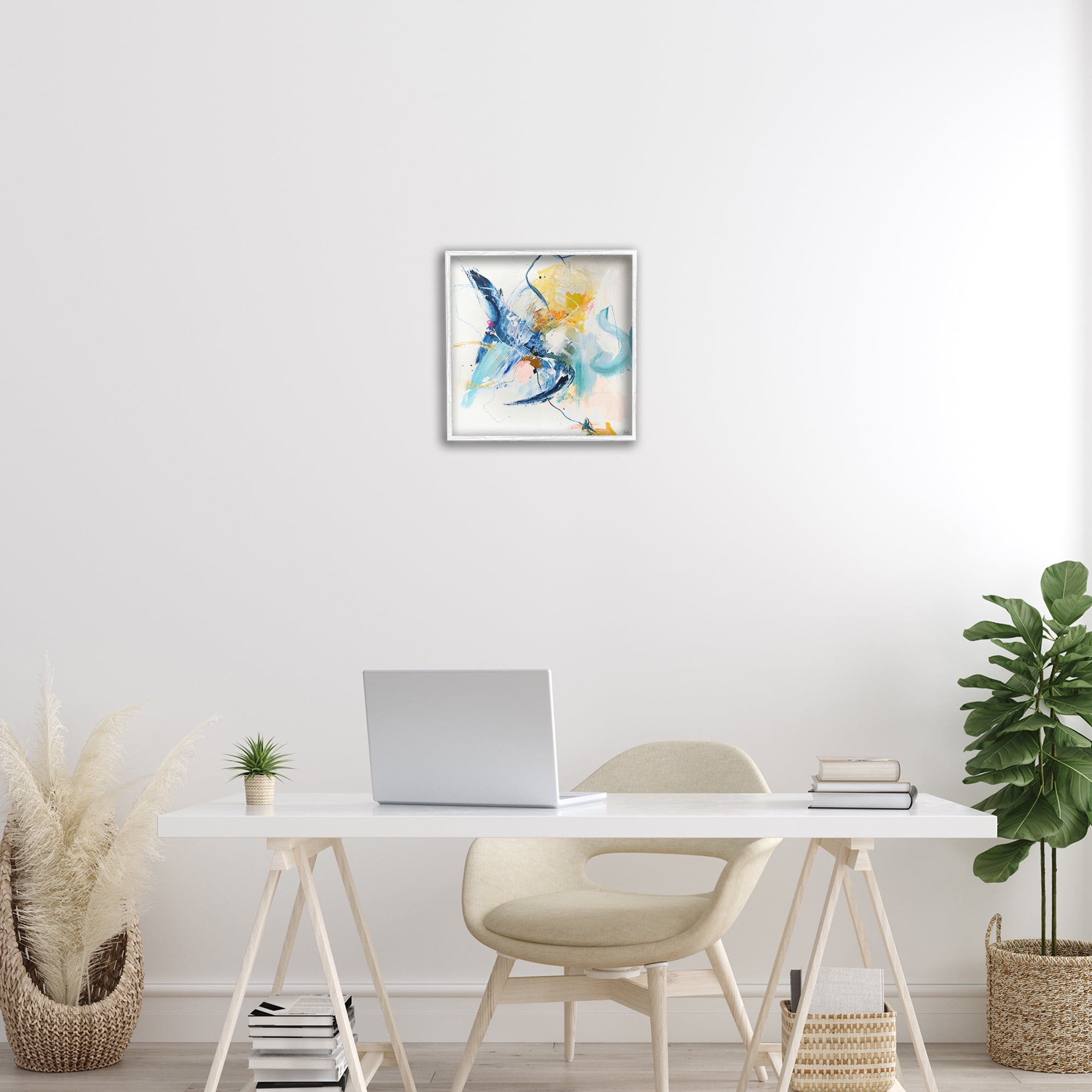 Confident Blue Abstraction White Framed Giclee Art, design by Design Fabrikken
