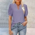 thumbnail image 2 of Womens Tops! Yigetop Womens Summer Business Casual Blouses V Neck Short Sleeve Shirts Hollow Out Cute Lace Tops Eyelet Tops for Women Purple 2XL, 2 of 4