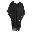thumbnail image 4 of MSJUHEG Kimonos,Poncho Sweater Women,Cape Coat,Shawl Wraps,Wrap Cardigan,Warm Scarf Shawl Cotton Scarf Tassel Multiplaid Shawl Multifunctional Belt Hat Black One Size, 4 of 6