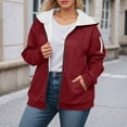 thumbnail image 4 of Bibifish Womens Jackets Oversized Fall Winter Warm Fleece Zip Up Hooded Jackets Casual Long Sleeve Solid Color Soft Outerwear Coats With Pocket, 4 of 5