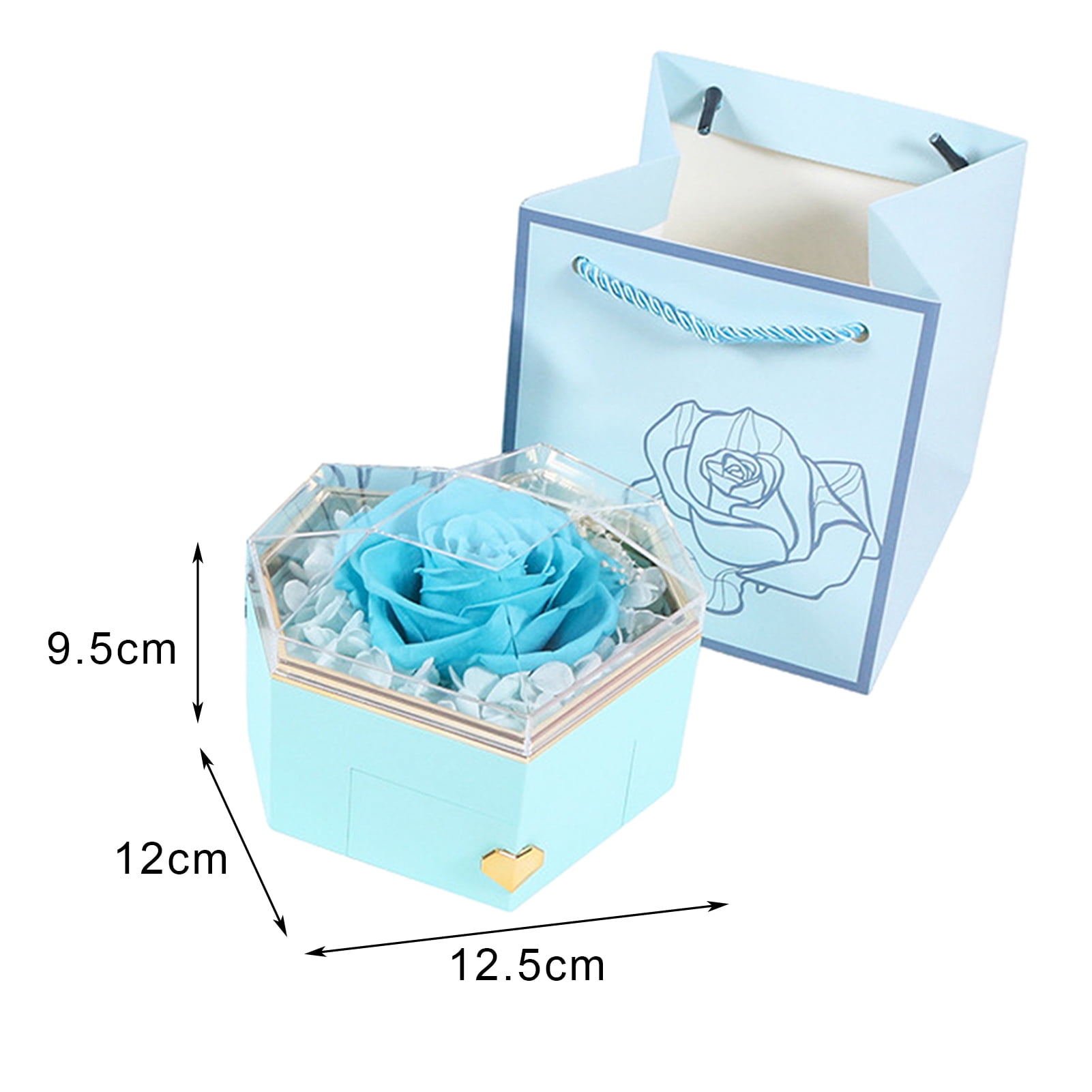 Pebbuoy Eternal Rose Necklace Box Gift Acrylic Jewelry Drawer Box Preserved Roses Christmas Jewelry Case Mother Day Jewelry Box