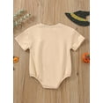 thumbnail image 4 of Wassery Infant Baby Boys Romper Hoodie 3M 6M 12M 18M Newborn Boys Halloween Outfits Short Sleeve Crew Neck Pumpkin Letters Print Jumpsuit Pullover Fall Clothes 0-18M, 4 of 9