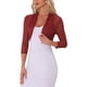 thumbnail image 4 of INSPIRAR CHIC Blusas Semitransparentes para Mujeres Elegantes con Mangas 3/4 Cárdigan Bolero Shrug Rojo Profundo S, 4 of 5