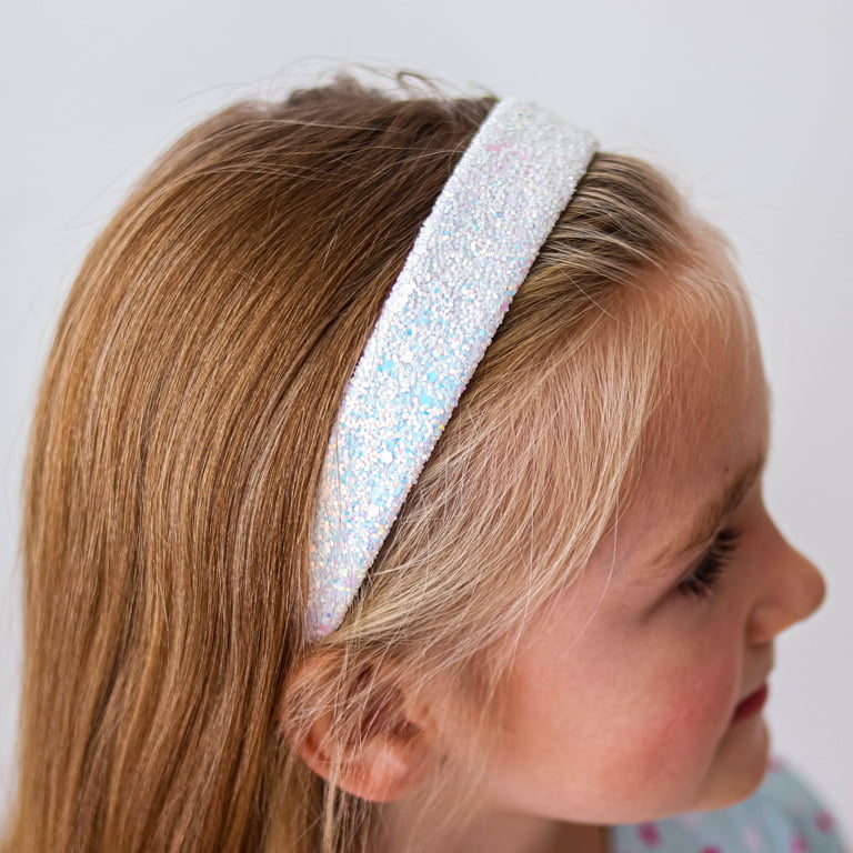 FROG SAC Glitter Headbands for Girls, White Headband for Little Girl Hair  Accessories, Sparkly Wide Hair Bands for Kids, Cute Fashion Alice Head Band
